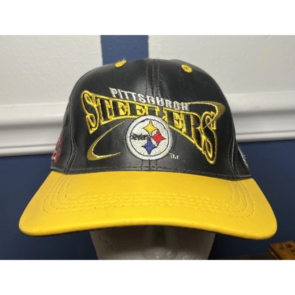 Pittsburgh Steelers NFL Pro Elite Genuine Leather Hat Cap Adjustable Patches USA